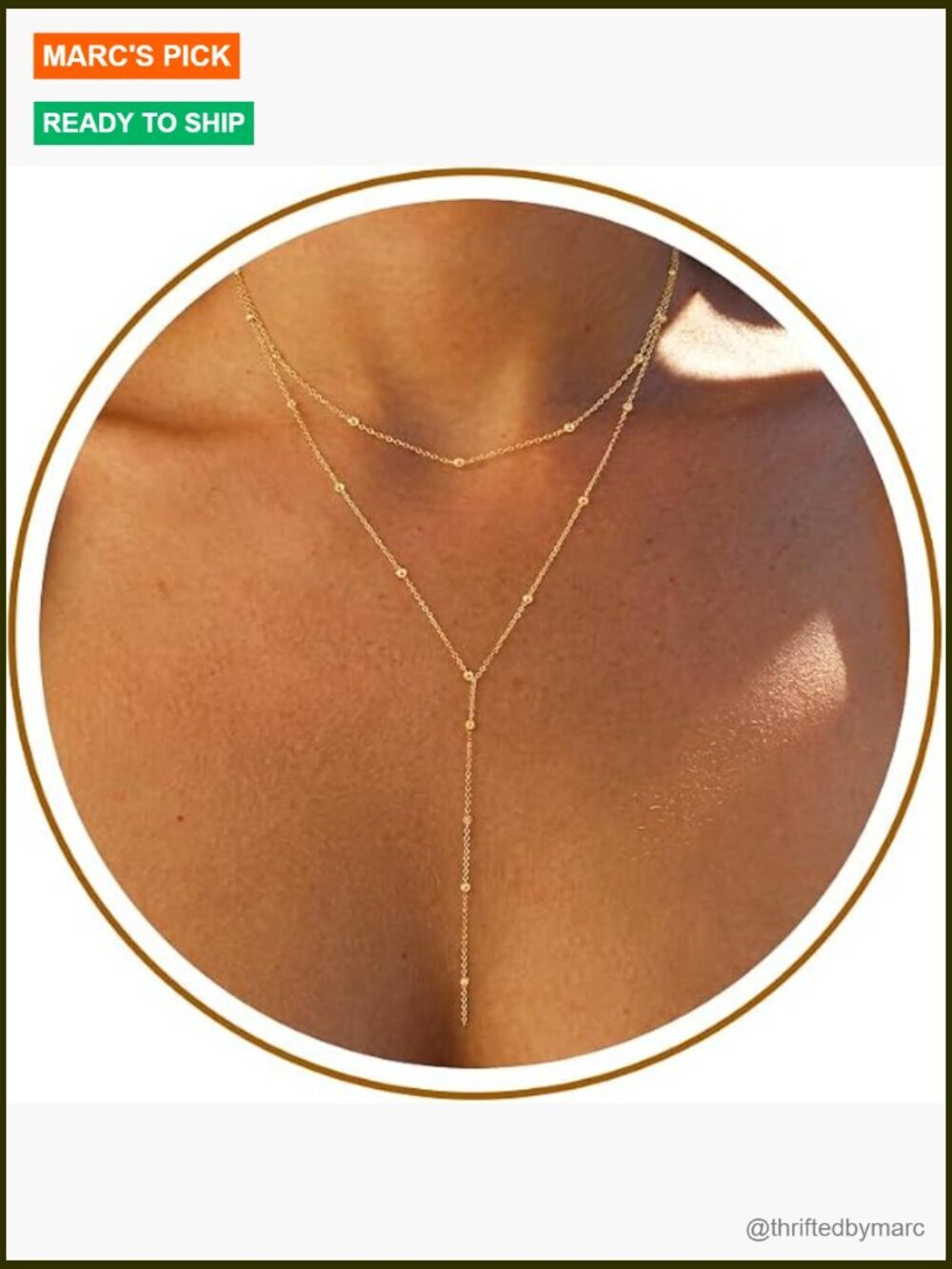 Dainty Y-Shaped Layered Bead Drop Necklace Long Lariat 20+2 Extender